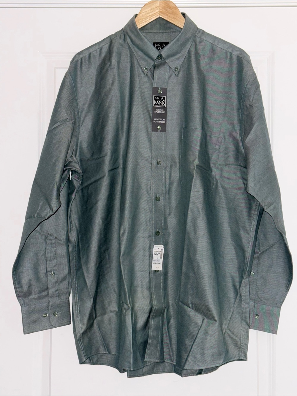 Jos. A. Bank Mens Large Sage Green Traveler’s Collection Button-Down Dress Shirt